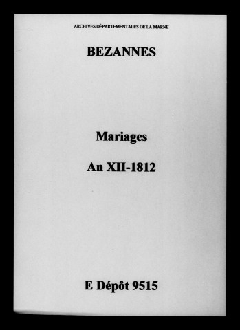 Bezannes. Mariages an XII-1812