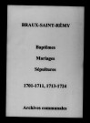 Braux-Saint-Remy. Baptêmes, mariages, sépultures 1701-1724