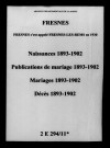 Fresnes. Naissances, publications de mariage, mariages, décès 1893-1902