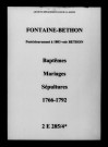 Bethon. Baptêmes, mariages, sépultures 1766-1792