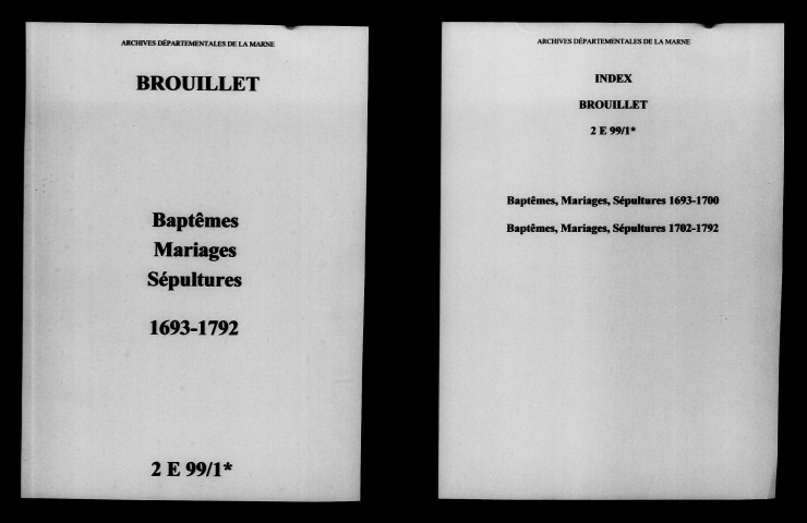 Brouillet. Baptêmes, mariages, sépultures 1693-1792