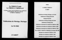 Thoult (Le). Trosnay. Thoult-Trosnay (Le). Publications de mariage, mariages an XI-1862