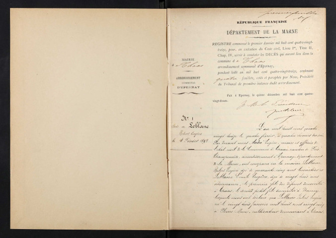 Thaas. Décès 1893-1928