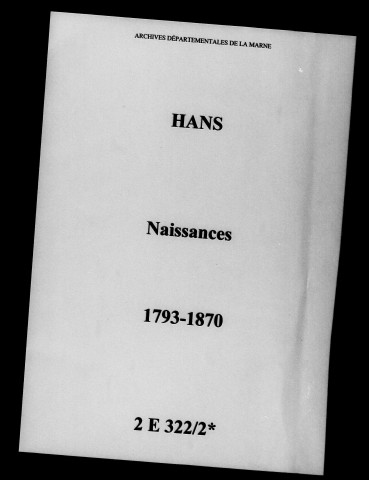 Hans. Naissances 1793-1870