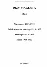 Dizy. Naissances, publications de mariage, mariages, décès 1913-1922