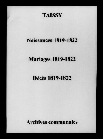 Taissy. Naissances, mariages, décès 1819-1822