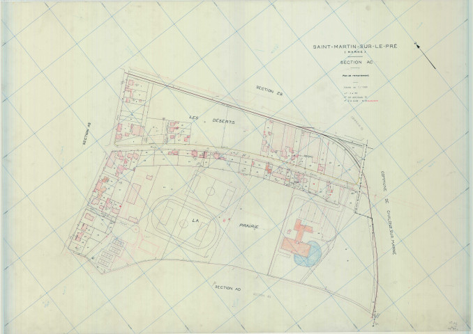 Saint-Martin-sur-le-Pré (51504). Section AC échelle 1/1000, plan remanié pour 1984, plan régulier (calque)