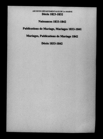 Nuisy. Naissances, publications de mariage, mariages, décès an XI-1842