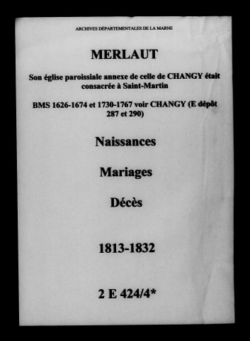 Merlaut. Naissances, mariages, décès 1813-1832