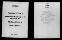 Cuchery. Naissances, publications de mariage, mariages, décès 1793-an X