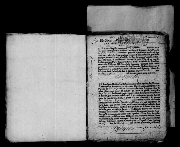 Champillon. Baptêmes, mariages, sépultures 1700-1716