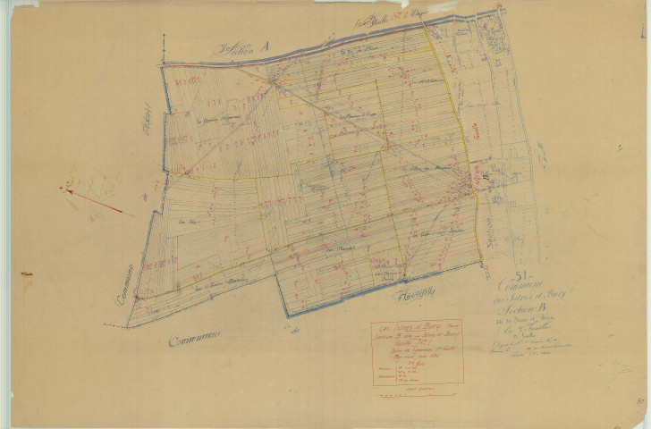 Istres-et-Bury (Les) (51302). Section B1 échelle 1/2500, plan mis à jour pour 01/01/1934, non régulier (papier)