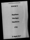 Pourcy. Baptêmes, mariages, sépultures 1792