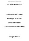 Pierre-Morains. Naissances, mariages, décès et tables décennales des naissances, mariages, décès 1873-1882