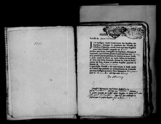 Mardeuil. Baptêmes, mariages, sépultures 1713-1723