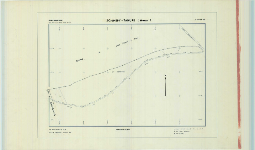 Sommepy-Tahure (51544). Section ZA échelle 1/2000, plan remembré pour 1979, plan régulier (calque)