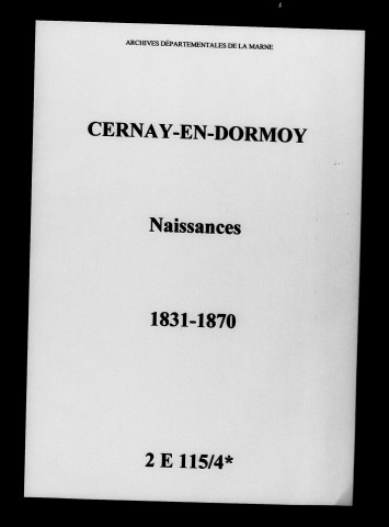 Cernay-en-Dormois. Naissances 1831-1870
