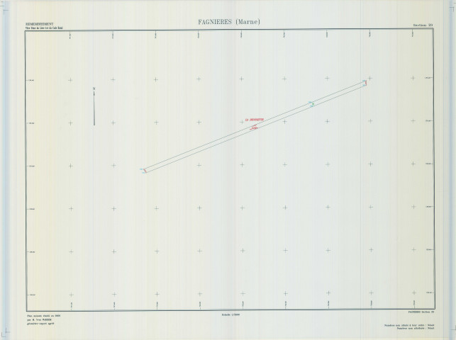 Fagnières (51242). Section ZO échelle 1/2000, plan remembré pour 1992, plan régulier (calque)