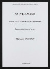 Saint-Amand. Mariages 1920-1929 (reconstitutions)