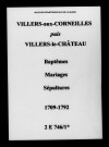 Villers-aux-Corneilles. Baptêmes, mariages, sépultures 1709-1792