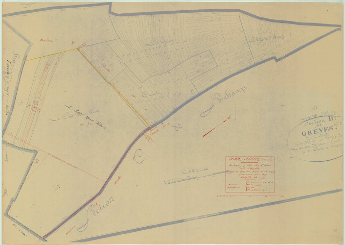 Somme-Suippe (51546). Section Y1 échelle 1/2000, plan mis à jour pour 1957 (partie de l'ancienne section B1), plan non régulier (papier)