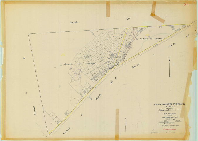 Saint-Martin-d'Ablois (51002). Section D4 échelle 1/1250, plan renouvelé pour 01/01/1933, régulier avant 20/03/1980 (papier)