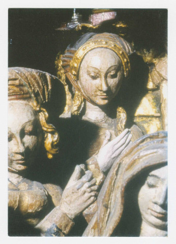 FROMENTIÈRES. Retable de Fromentières (XVIe siècle). Détail de la scène de la Mise au Tombeau.