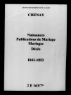 Chenay. Naissances, publications de mariage, mariages, décès 1843-1852