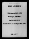 Jouy. Naissances, mariages, décès, publications de mariage 1883-1892