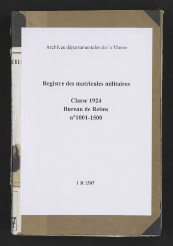 Registre matricule, n° 1001-1500