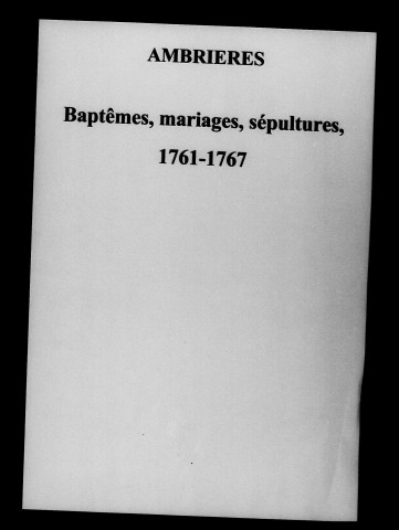 Ambrières. Baptêmes, mariages, sépultures 1761-1791