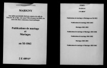 Marigny. Publications de mariage, mariages an XI-1862