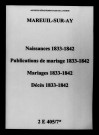 Mareuil-sur-Ay. Naissances, publications de mariage, mariages, décès 1833-1842