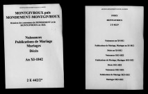 Montgivroux. Naissances, publications de mariage, mariages, décès an XI-1842