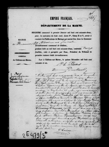 Nuisement-sur-Coole. Publications de mariage 1862-1901