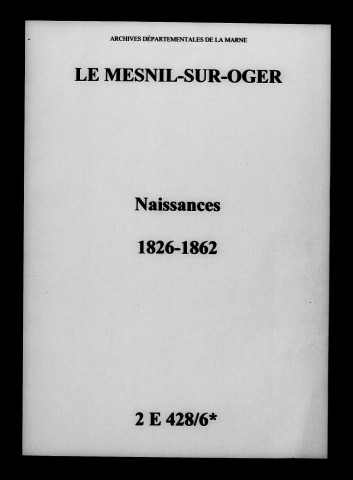 Mesnil-sur-Oger (Le). Naissances 1826-1862