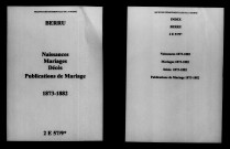 Berru. Naissances, mariages, décès, publications de mariage 1873-1882