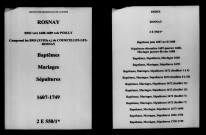 Rosnay. Baptêmes, mariages, sépultures 1607-1749