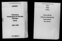 Ormes. Naissances, publications de mariage, mariages, décès 1893-1902