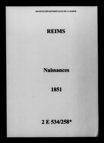 Reims. Naissances 1851