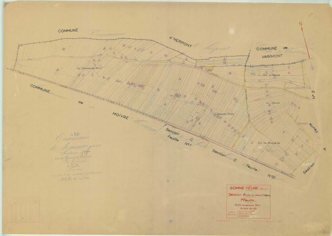 Somme-Yèvre (51549). Section A1 échelle 1/2500, plan mis à jour pour 1945, plan non régulier (papier)