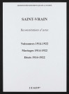 Saint-Vrain. Naissances, mariages, décès 1914-1922 (reconstitutions)