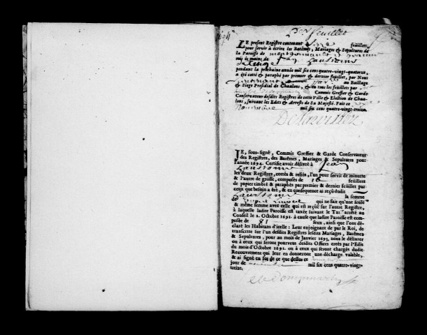 Grauves. Baptêmes, mariages, sépultures 1694-1706