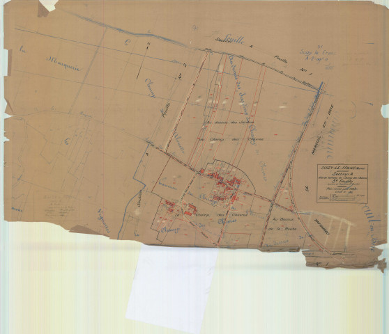 Suizy-le-Franc (51560). Section A3 échelle 1/1250, plan mis à jour pour 01/01/1933, non régulier (calque)