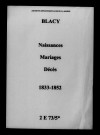 Blacy. Naissances, mariages, décès 1833-1852