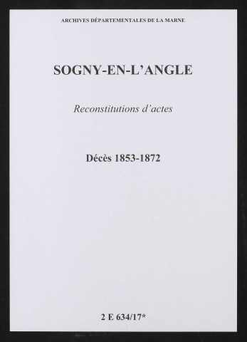 Sogny-en-l'Angle. Décès 1853-1872 (reconstitutions)