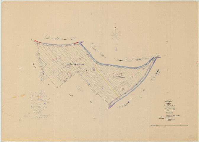 Bassuet (51040). Section E4 échelle 1/1250, plan mis à jour pour 1958, plan non régulier (papier)