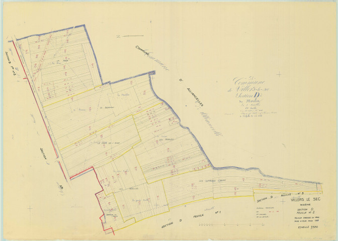 Villers-le-Sec (51635). Section D2 échelle 1/1250, plan mis à jour pour 1971, plan non régulier (papier)