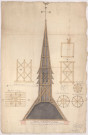 Abbaye de Huiron. Coupes du nouveau clocher, 1738.