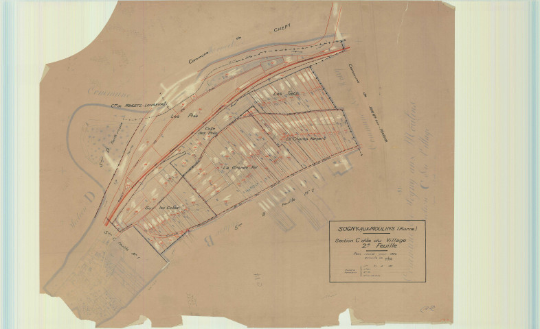 Sogny-aux-Moulins (51538). Section C2 échelle 1/2500, plan mis à jour pour 1932, plan non régulier (papier)